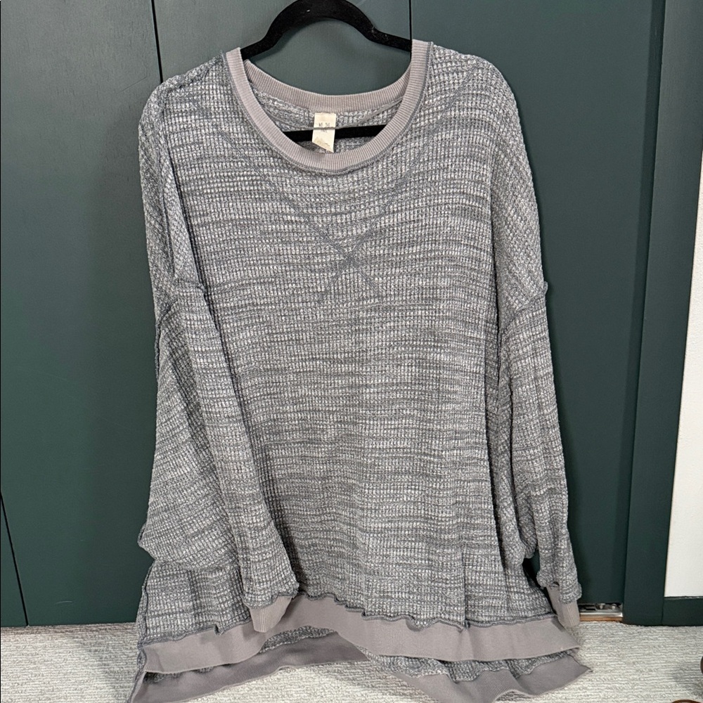 We The Free Gray Textured Sweatshirt
